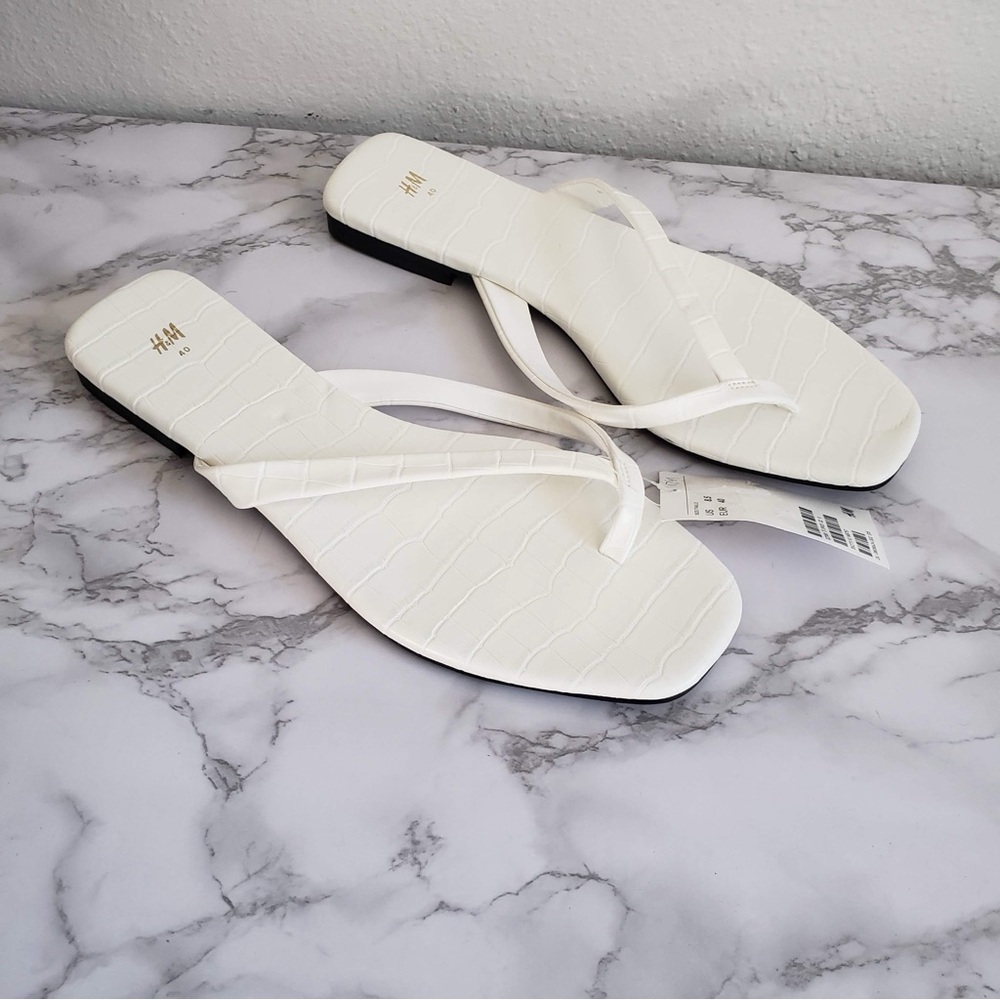White Croc Print H&M Women's Sandal Flip Flops